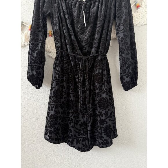 Ecote Urban Outfitters Black Paisley Velvet Off Shoulder Romper Whimsigoth Fairy - Picture 5 of 9